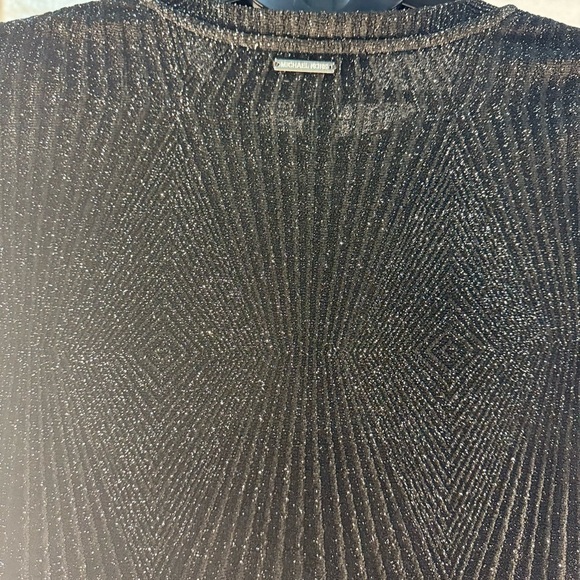 Michael Kors Black Asymmetrical Sheath Dress with Bell Sleeves - Picture 2 of 5